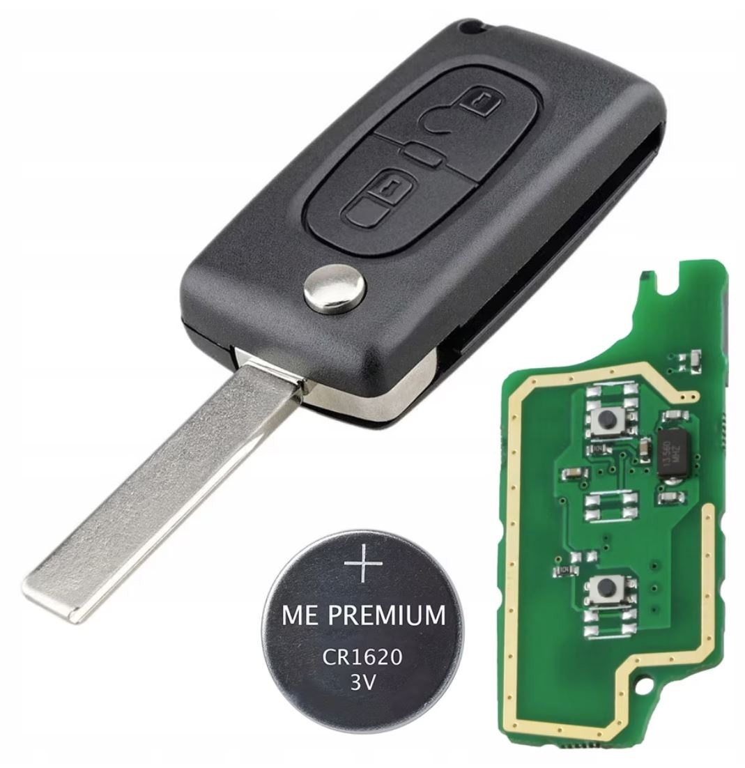 Cheie auto completa Techstar cu 2 butoane, lama 407, cip ID46 si frecventa 433MHz – compatibila Peugeot 2006–2011, Citroen