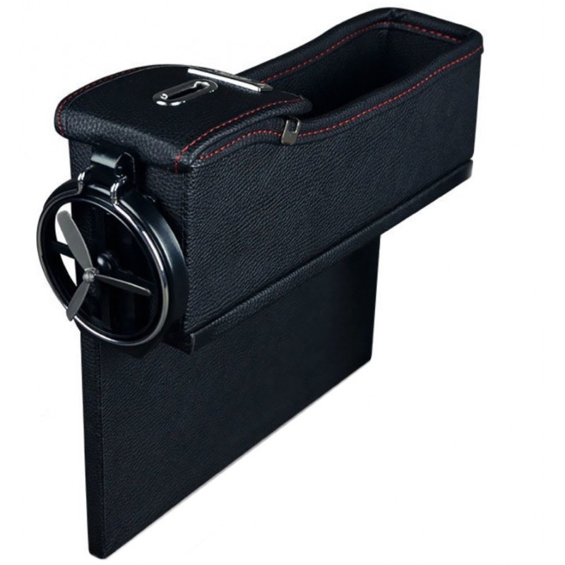 Cutie Organizatoare Scaun Auto din Piele, Neagra, Depozitare Obiecte, Stanga - 1 | YEO