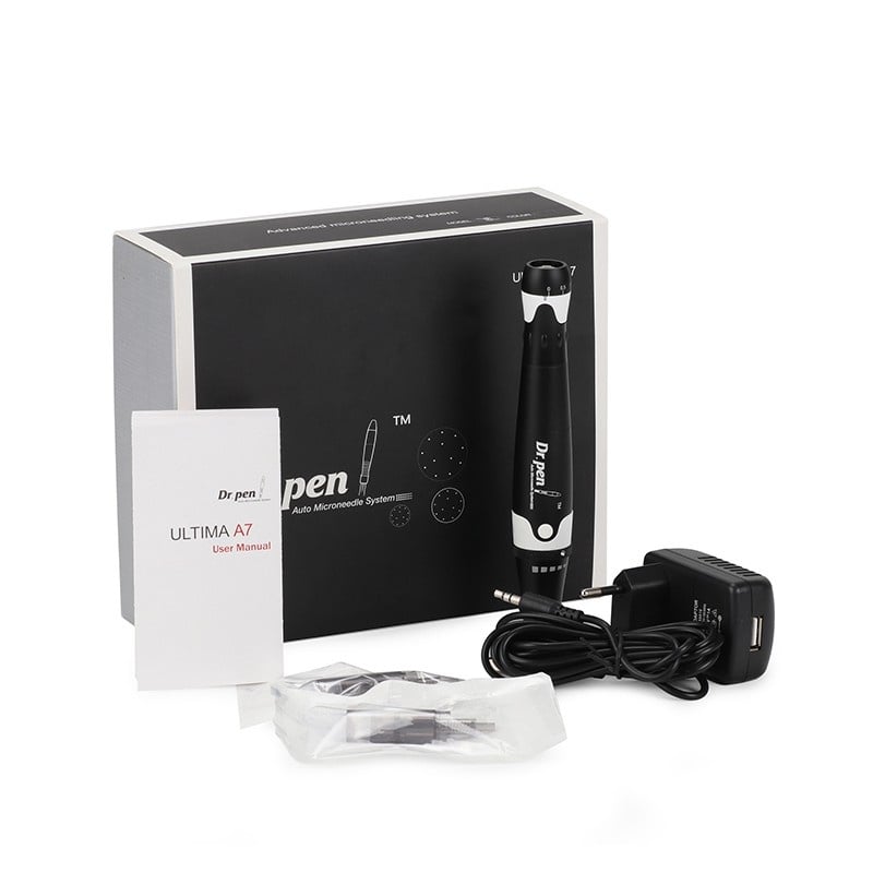 DermaPen Techstar® Dr Pen A7, 2 Capete de Rezerva, Ace Otel Inoxidabil, Regenerare Piele, Lifting, Viteza Reglabila, 16 Viteze