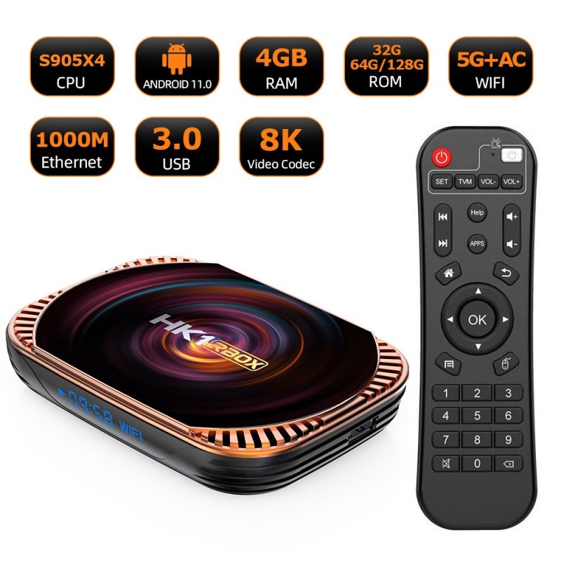 Poze Mini PC Tv Box Techstar® HK1 RBOX X4, Procesor S905X4 , Android 11, UHD 8K, 4GB RAM DDR3, 64GB ROM, WiFi DualBand, Bluetooth, Gigabit, Telecomanda