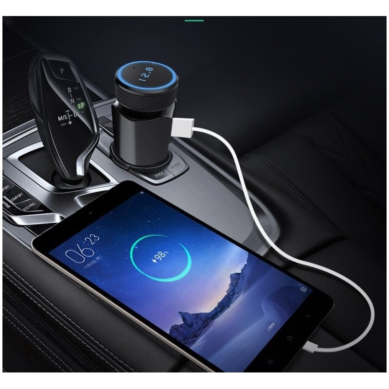 Modulator FM Auto T18 Hands-Free Car Kit Bluetooth MP3 Player Wireless Design Slim - 3 | YEO