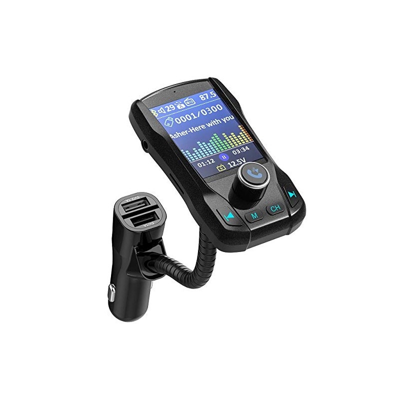 Modulator FM Transmitator Auto Techstar® EQ-Onever, Bluetooth 4.0, Wireless, Onever, cu Display 1.8