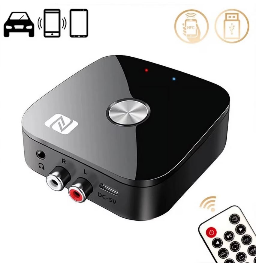 Receptor Receiver Audio Bluetooth Techstar T68, BT 5.3, NFC, RCA L/R + AUX 3.5mm, USB U-Disk, Telecomanda IR, HiFi, 10m, Negru - imagine 11