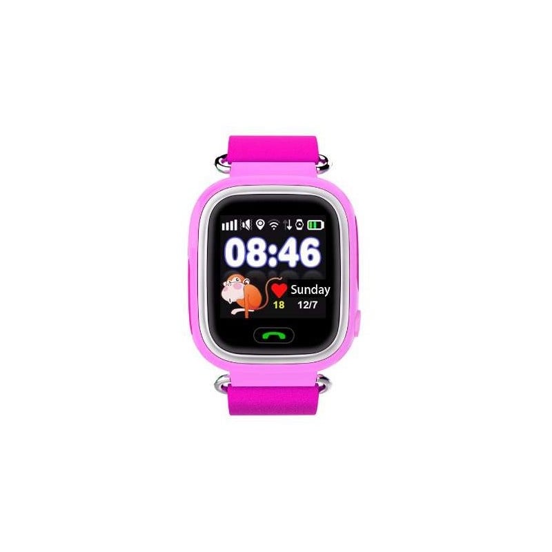 Resigilat Ceas Smartwatch Copii Techstar® Q90, 1.22 inch IPS, Slot Cartela SIM, Bluetooth 4.0, Tracker GPS, AGPS, LBS, WIFI, Buton SOS, Apelare, Roz