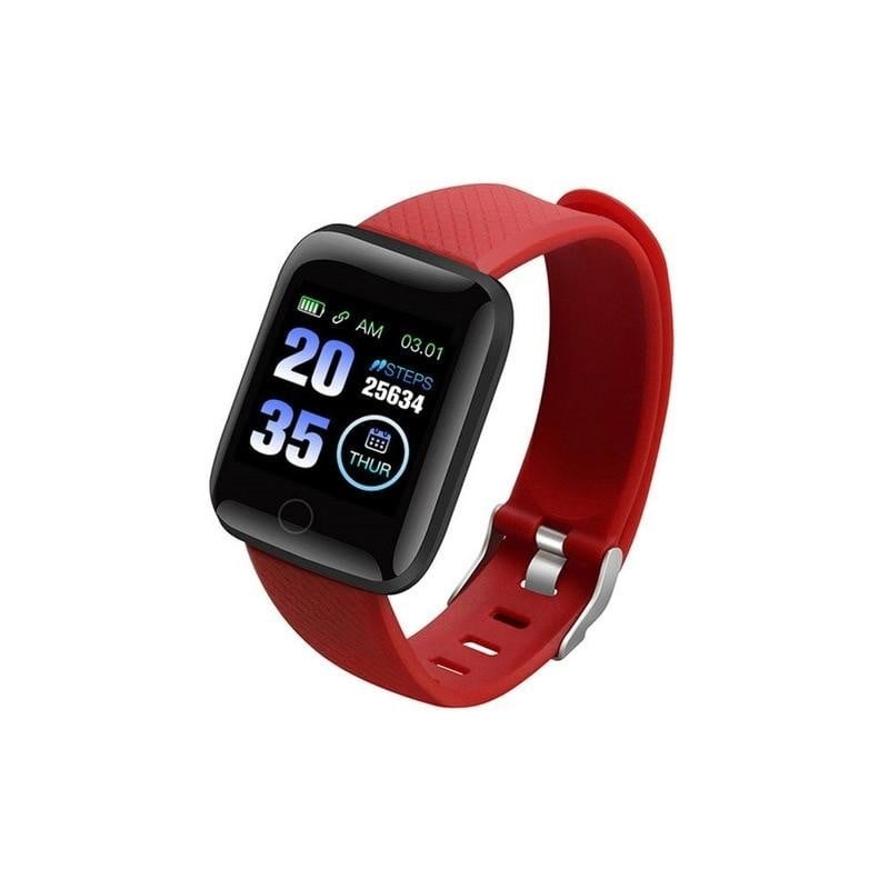 Resigilat Ceas Smartwatch Techstar® D13 Rosu, Bluetooth 4.0, Compatibil Android & iOS, Unisex, Rezistent la Apa