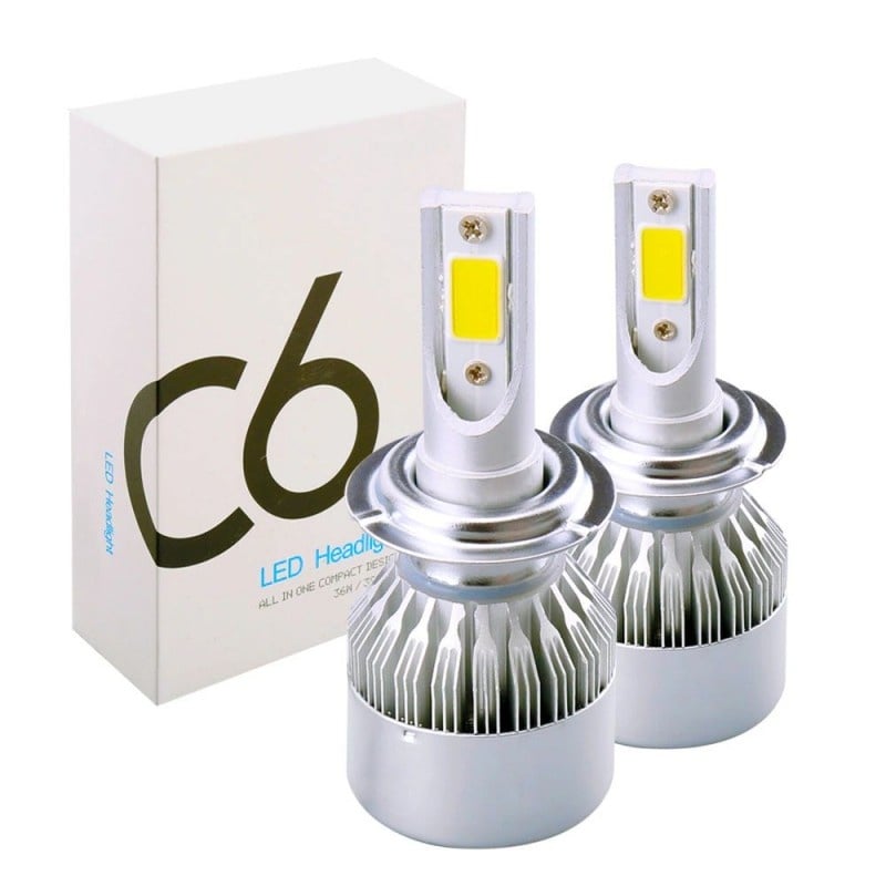 Resigilat Set 2 LED-uri Auto Techstar® C6, H11/H8/H9, 36w, 3800 Lumeni, 6500K, AUTO, 12-24 Volti, COB