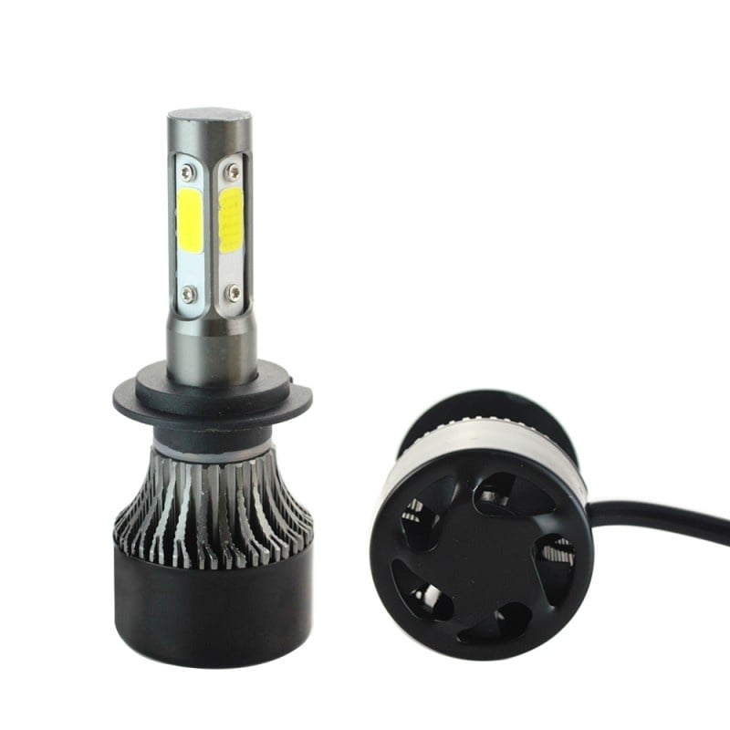 Resigilat Set 2 LED-uri Auto Techstar® S4, H7, 40w, 4000 Lumeni, 6500K, AUTO, 12-24 Volti, COB, Canbus, Radiator Aluminiu - 2 | YEO