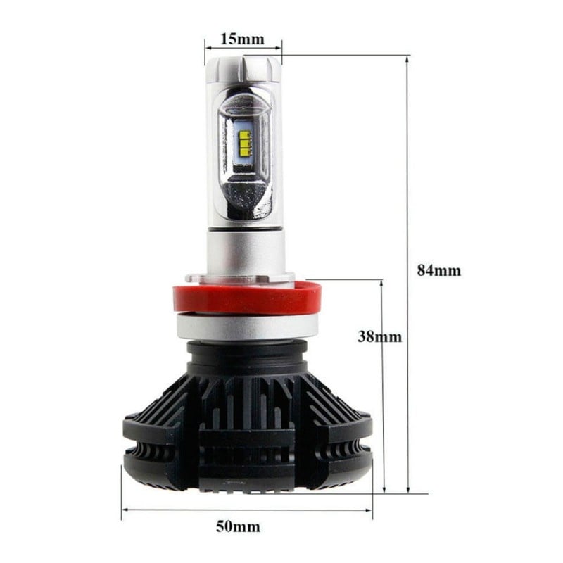 Resigilat Set 2 LED-uri Auto Techstar® X3, H11/H9/H8, 25w, 3000 Lumeni, 3000K/6500K/8000K, AUTO, 12-24 Volti, ZES, Canbus, Miez Cupru, Radiator Aluminiu - 2 | YEO