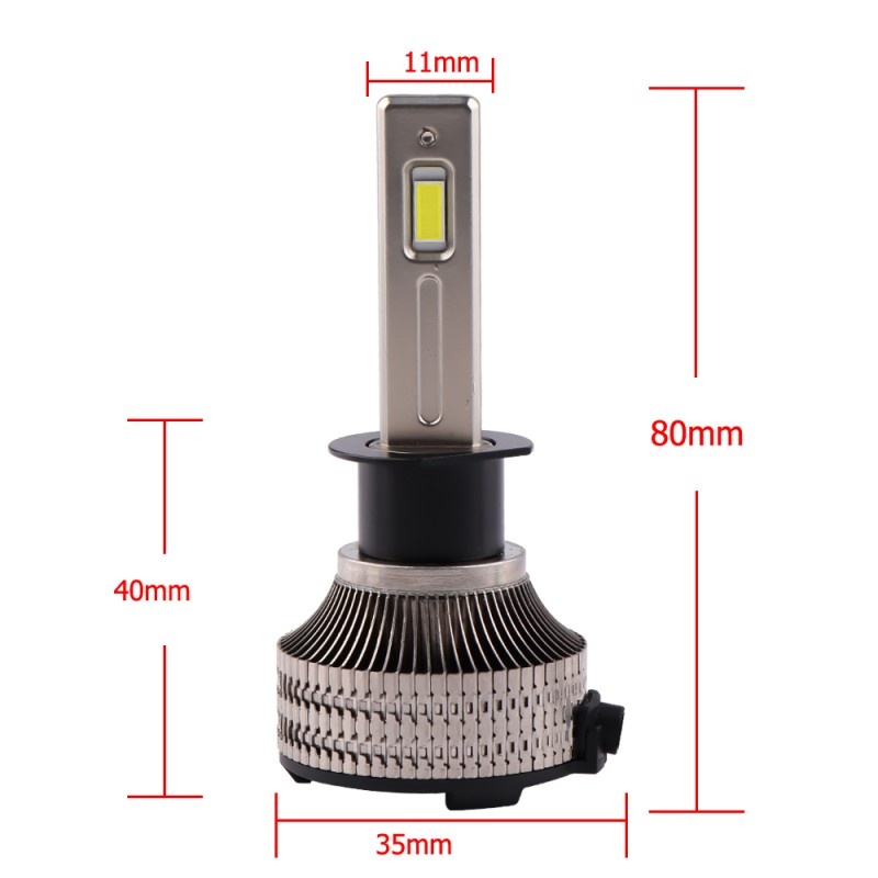 Set 2 LED-uri Auto Techstar® P30, H1, 80w, 14000 Lumeni, 6500K, AUTO, 12-24 Volti, CSP, Canbus, Miez Cupru, Radiator Aluminiu - 1 | YEO