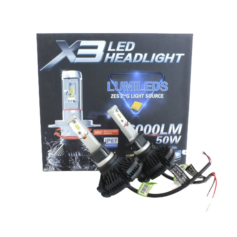 Set 2 LED-uri Auto Techstar® X3, H1, 25w, 3000 Lumeni, 3000K/6500K/8000K, AUTO, 12-24 Volti, ZES, Canbus, Miez Cupru, Radiator Aluminiu