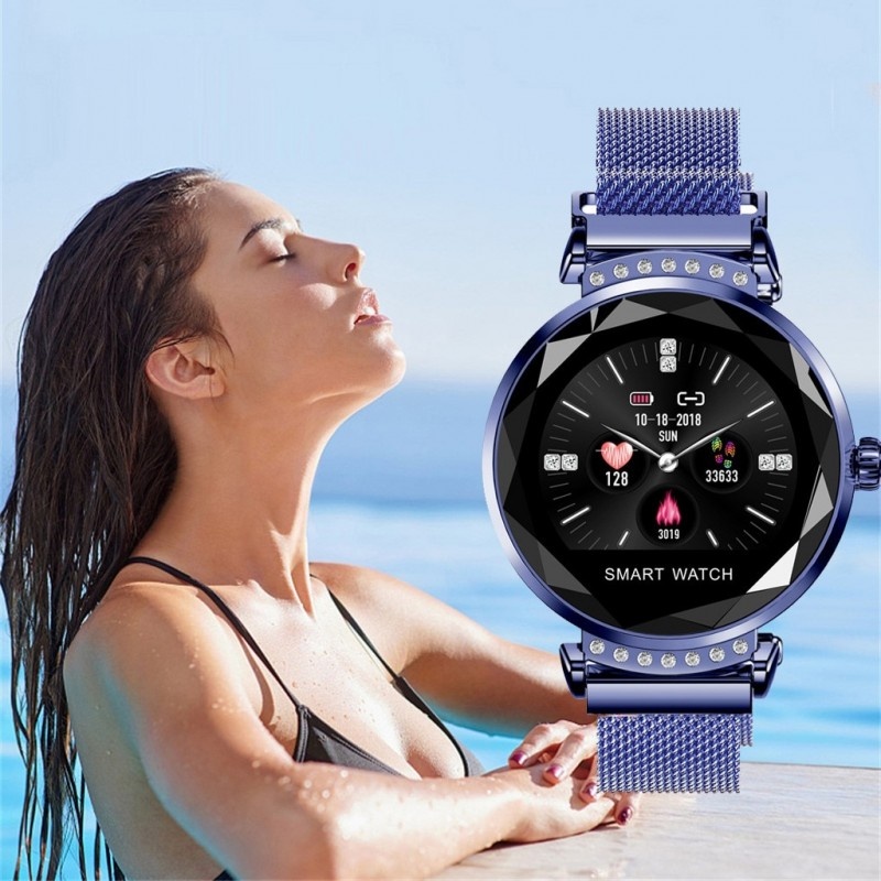 Smartwatch Fitness Sport Albastru Elegant pentru Dama Techstar® H2 cu Monitorizare Somn si Cardiaca - 1 | YEO