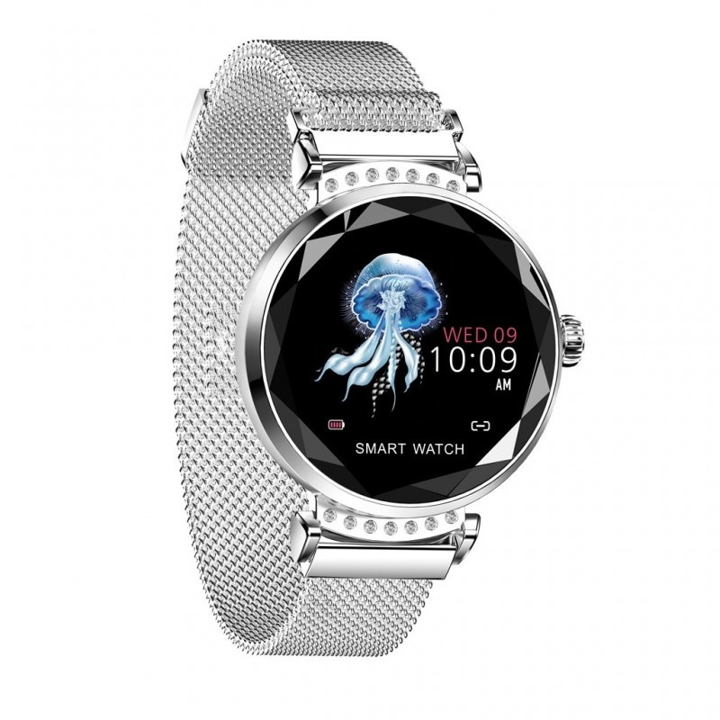 Smartwatch Fitness Sport Argintiu Elegant pentru Dama H2 cu Monitorizare Somn si Cardiaca