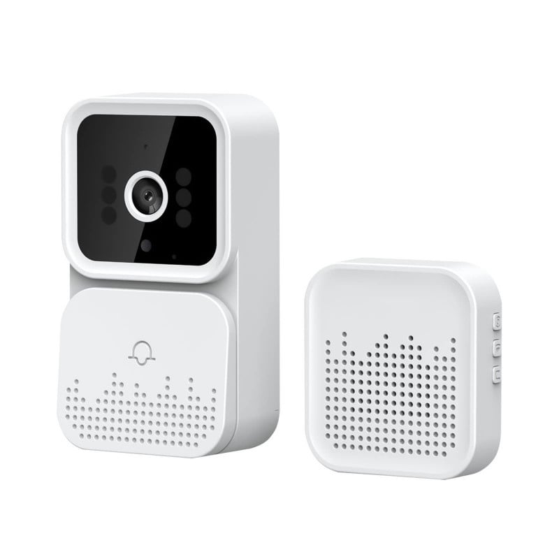 Sonerie inteligenta Techstar® M6 Tuya, 1080P, 2.4G WIFI , 800 mAh, DC5V/2A, Vizibilitate nocturna, IP 65, Alb