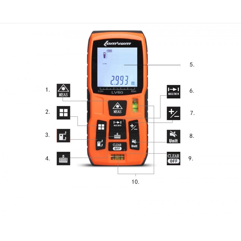 Telemetru Digital cu Laser LOMVUM LV40 Rangefinder cu 100m, Masurator Distanta si Volum cu Acumulator - 3 | YEO