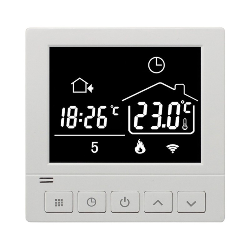 Termostat inteligent Techstar® 3105 Smart WiFi pentru incalzire electrica in pardoseala, Ecran Digital, Incastrabil, 3520W, 16A, compatibil Smart Life / Tuya, IP20, Alb