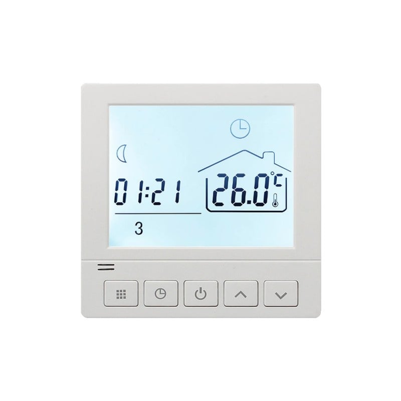 Termostat Techstar® TH-8, Ecran Digital, Incastrabil, 16A, 3500W, Alimentare 220V, Senzor Pardoseala, Alb