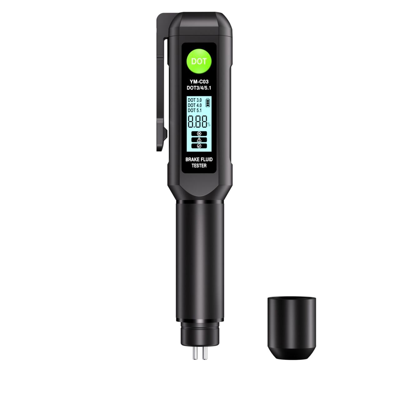 Tester lichid de frana digital Techstar® YM-C03, afisaj LCD, alarma sonora, cu sonda metalica si display LEDDOT3/4/5.1