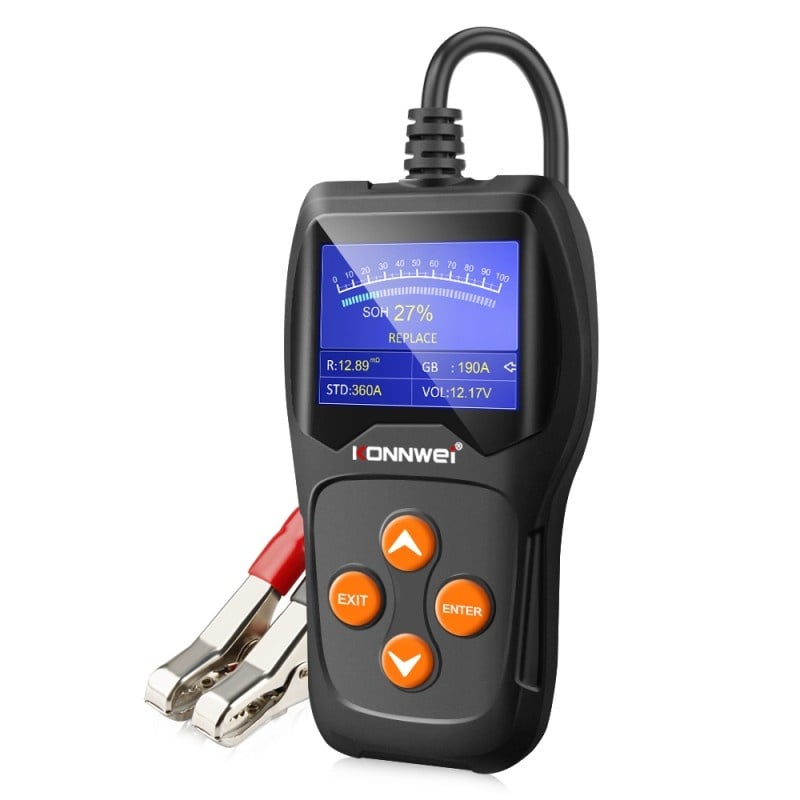 Tester profesional pentru baterii auto, Konnwei KW600, 12V/24V, Display 2,4 inch, Graficul tensiunii, 100-2000 CCA 220AH, test de incarcare - pornire, test alternator, compatibil cu toate masinile / SUV-urile - 1 | YEO