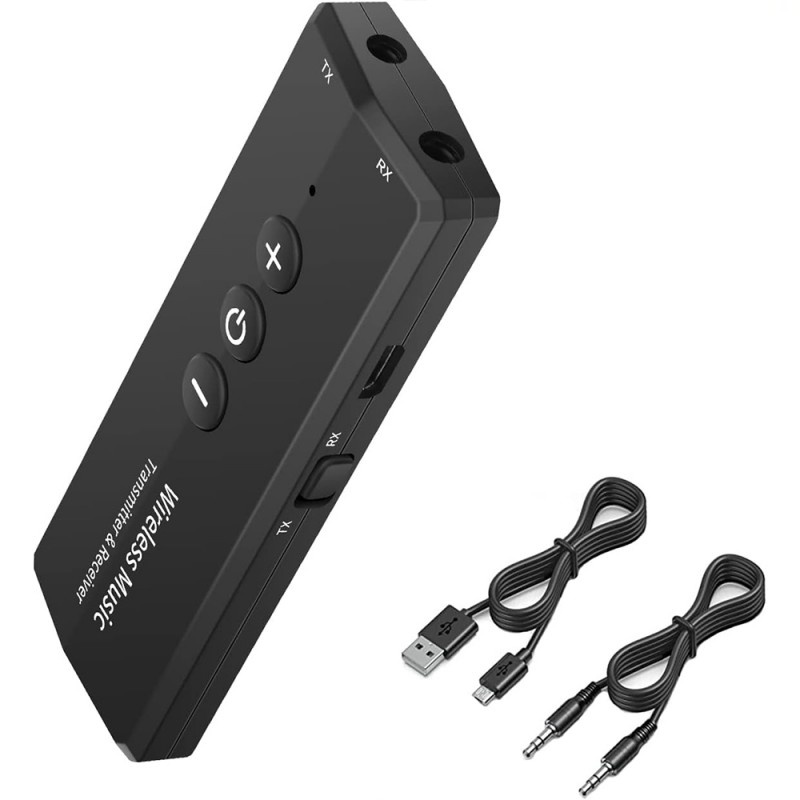 Transmitator receptor portabil 3 in 1 Techstar® OT16, Compatibil Bluetooth 5.0, Reincarcabil, USB, AUX 3.5 mm, TV, PC, Auto, Negru - 2 | YEO