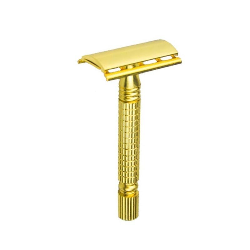 Aparat de ras Classic Safety Razor Techstar® SR5, Aliaj de Zinc, Cu Lame De Rezerva, Reutilizabil, Ecologic, Auriu