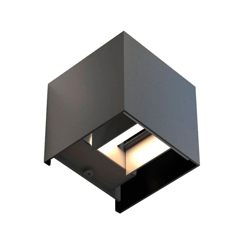 Aplica Exterior Techstar® LED Light CUBE , Putere 6W, A+, Rezistenta la Apa si Praf, Alb Cald, 3000K, Aluminiu, Negru