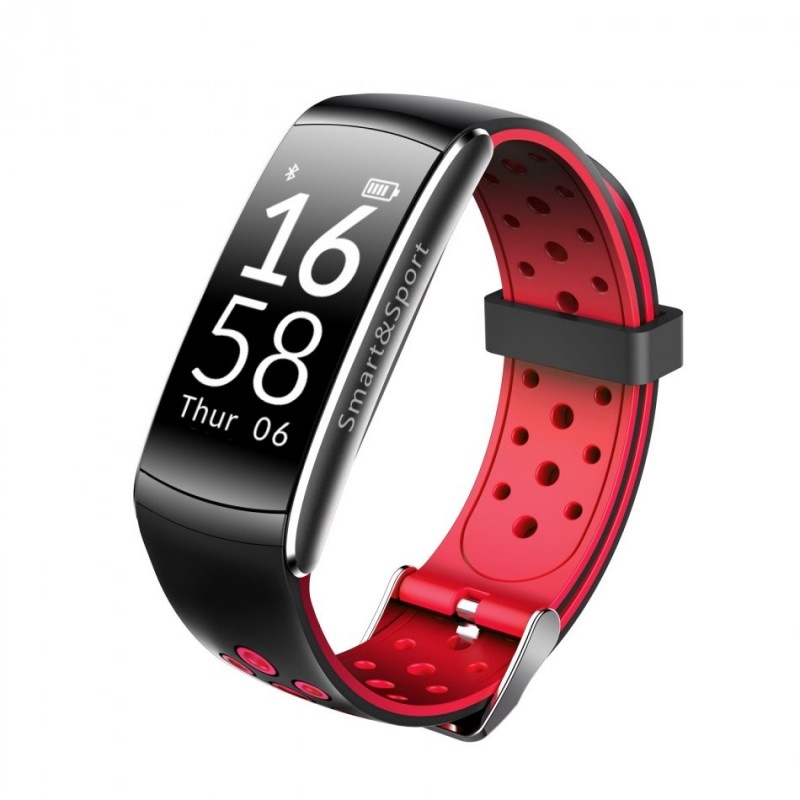 Bratara Fitness Techstar® Q8S Rosu, 0.96 inch IPS, Alerte, Monitorizare Cardiaca, Tensiune, Oxigenare, Bluetooth 4.0