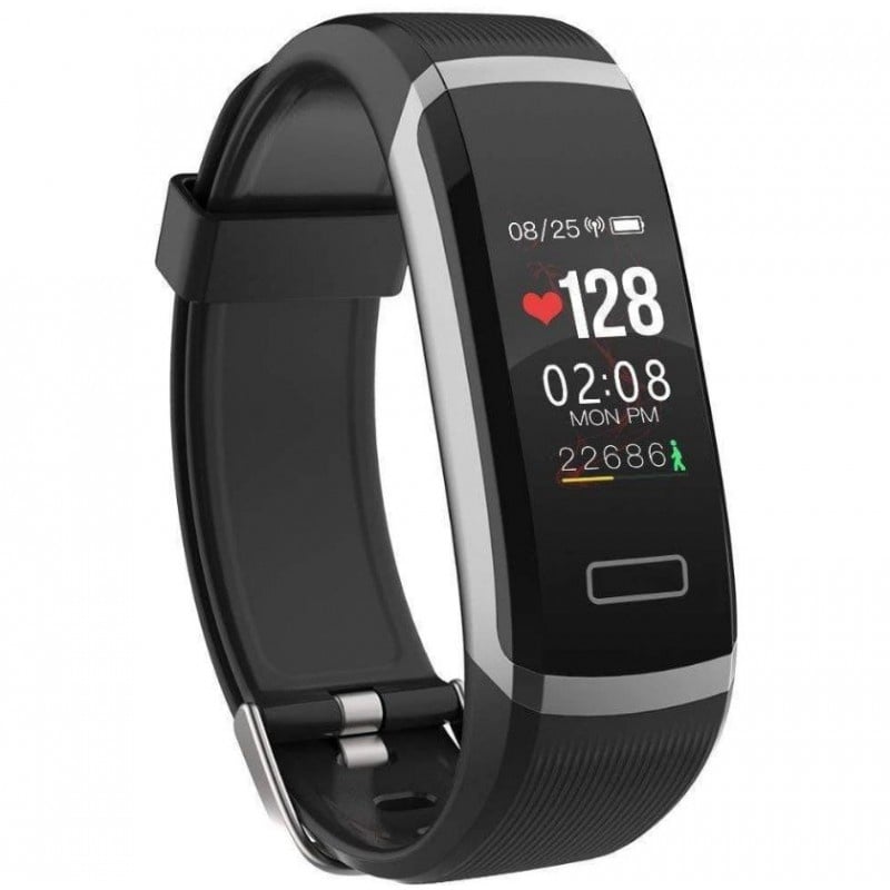 Bratara Techstar® Fitness GT101 Silver-Black, IPS, Bluetooth 4.0, Monitorizare Cardiaca, Somn, Activitati