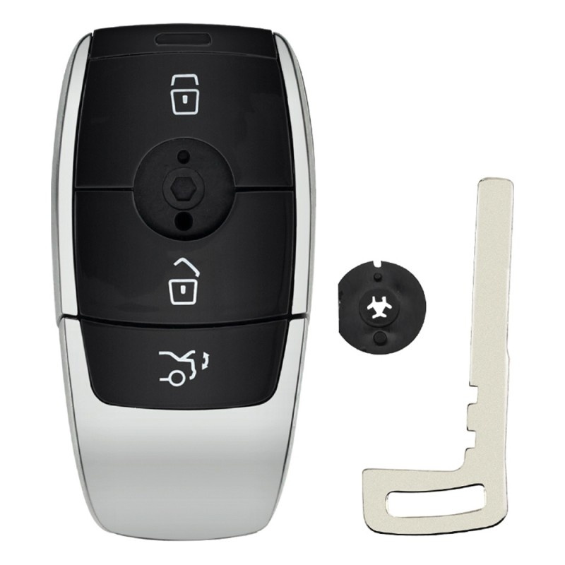 Carcasa cheie auto Techstar® pentru Telecomanda Inteligenta, compatibila cu Mercedes Benz, C200L, E300L, S320, S350L, GLC, 3 Butoane, Negru - 3 | YEO