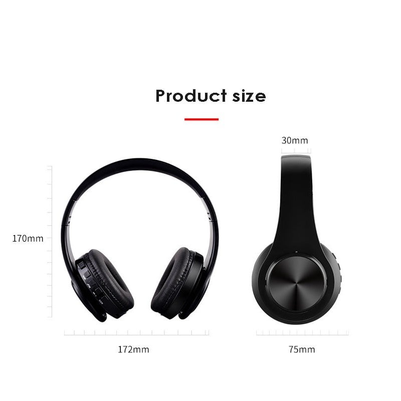 Casti Bluetooth Wireless W802 NEGRU Over Ear Pliabile Sport cu microfon incorporat - 1 | YEO