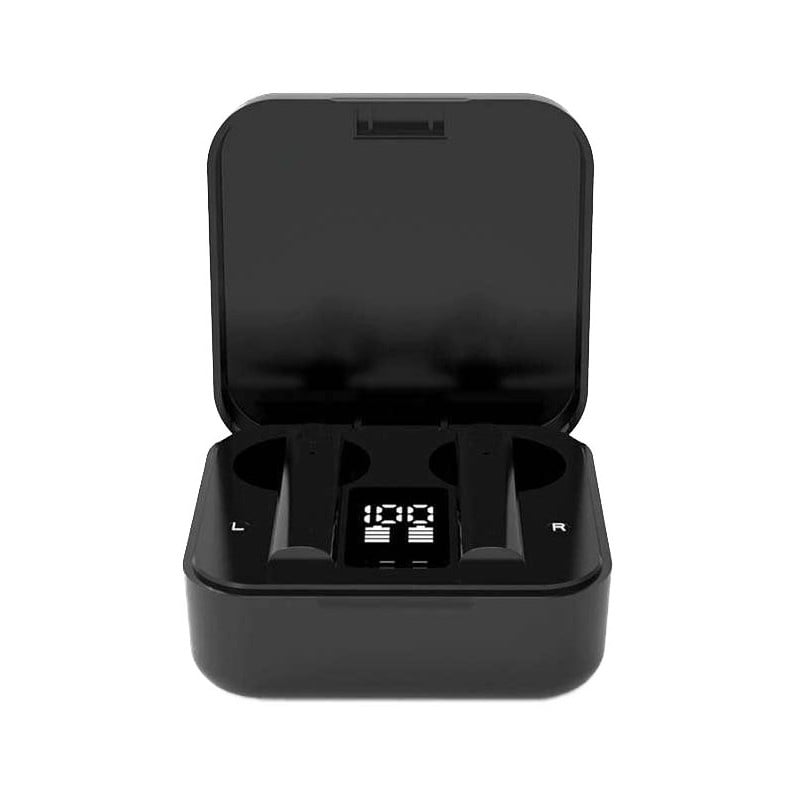 Casti Smart Techstar® Air2S, Wireless, Bluetooth V5.1, Touch, Display Digital, 300mAh, pentru iPhone Xiaomi Huawei Samsung, Negru - 1 | YEO