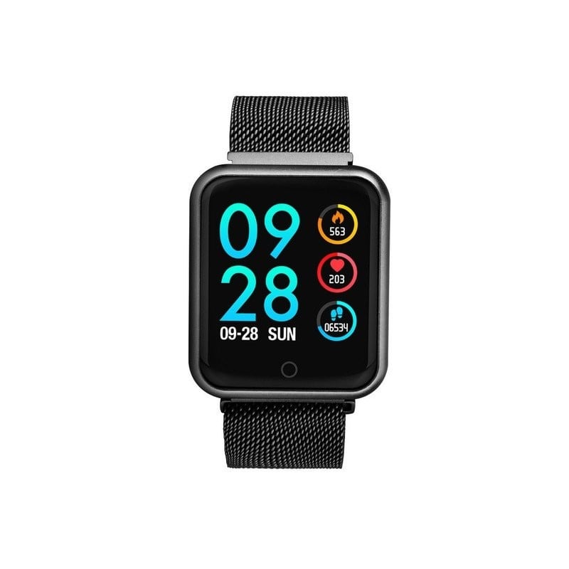 Ceas Smartwatch Techstar® P68, 1.3 inch IPS, Monitorizare Puls, Tensiune, Sedentarism, Bluetooth 4.0, IP65, Curea Otel Inoxidabil, Negru - 2 | YEO