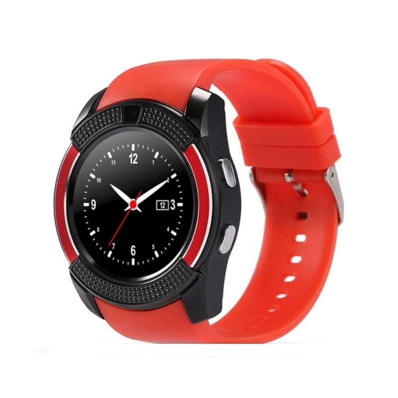 Ceas Smartwatch V8 Rosu HandsFree Bluetooth 3.0 Micro SIM Android Camera 1.3MP