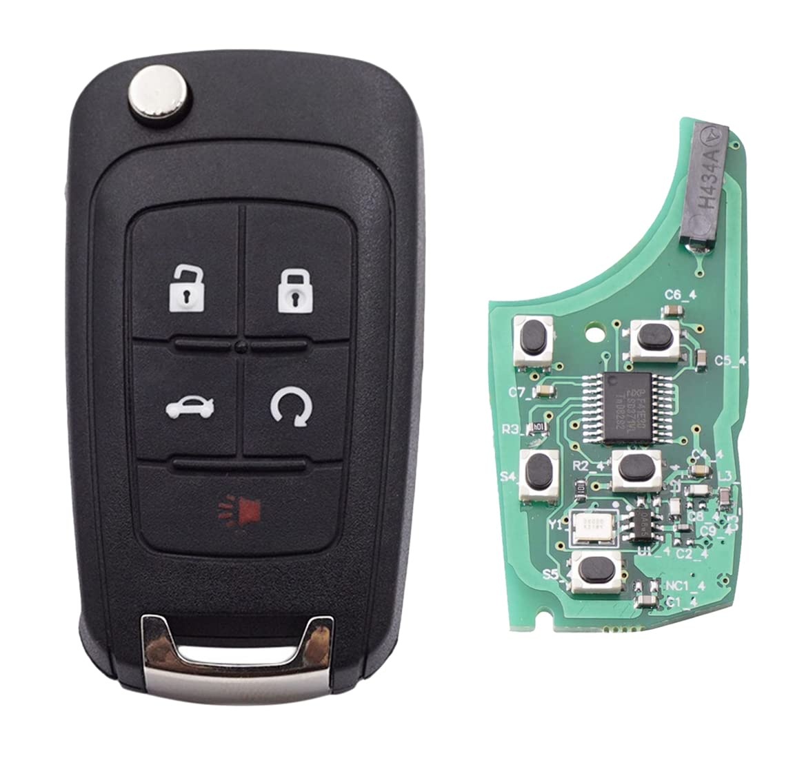 Cheie Auto Completa Programabila, Compatibila Chevrolet Captiva, Cruze, Malibu, Opel Antara, cu 4+1 butoane, frecventa 433MHz, cip ID46, smart key cu baterie si electronica