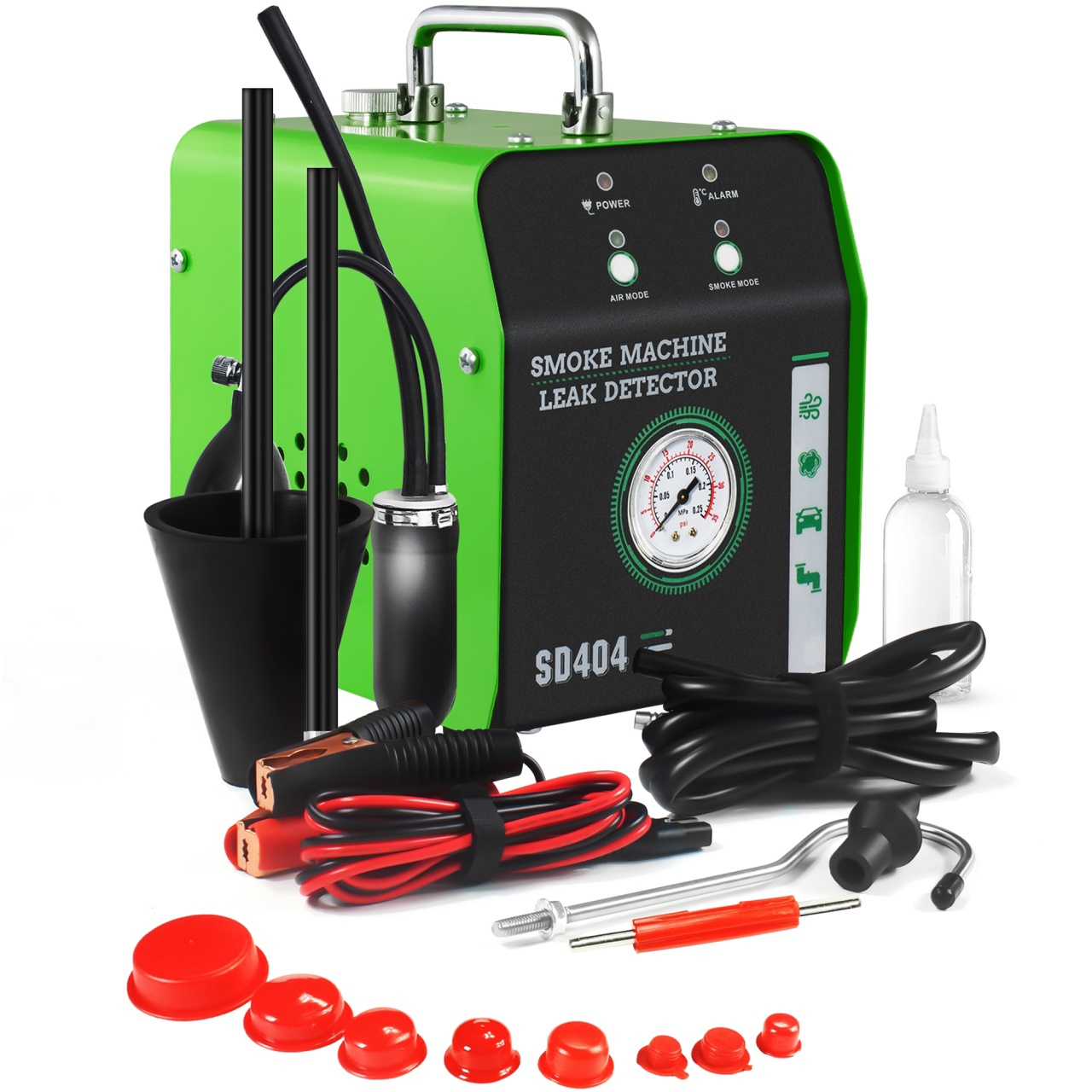 Detector de Scurgeri cu Aer si Fum EVAP Techstar® SD404, cu Manomentru, Protectie la Supraincalzire si Indicator de Presiune, Profesional, Negru/Verde