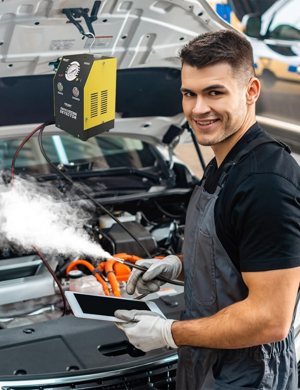 Detector Scurgeri cu Fum Auto EVAP Solary SD302, DC 12V, cu Pompa si Manometru, Detectare Scapari Vacuum, Admisie, Evacuare, Motor, 12V, Portabil - imagine 2