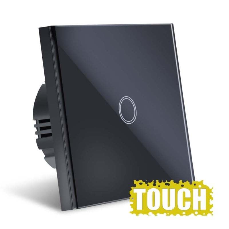 Intrerupator Touch Techstar®, Sticla Securizata, Design Modern, Iluminare LED, 1 Faza, Negru - 3 | YEO