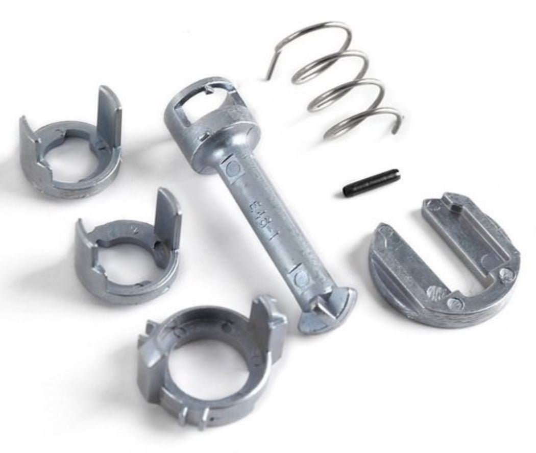 Kit reparatie incuietoare usa Techstar compatibil BMW Seria 3 E46 1998-2005, fata stanga sau dreapta, 7 piese, metal argintiu