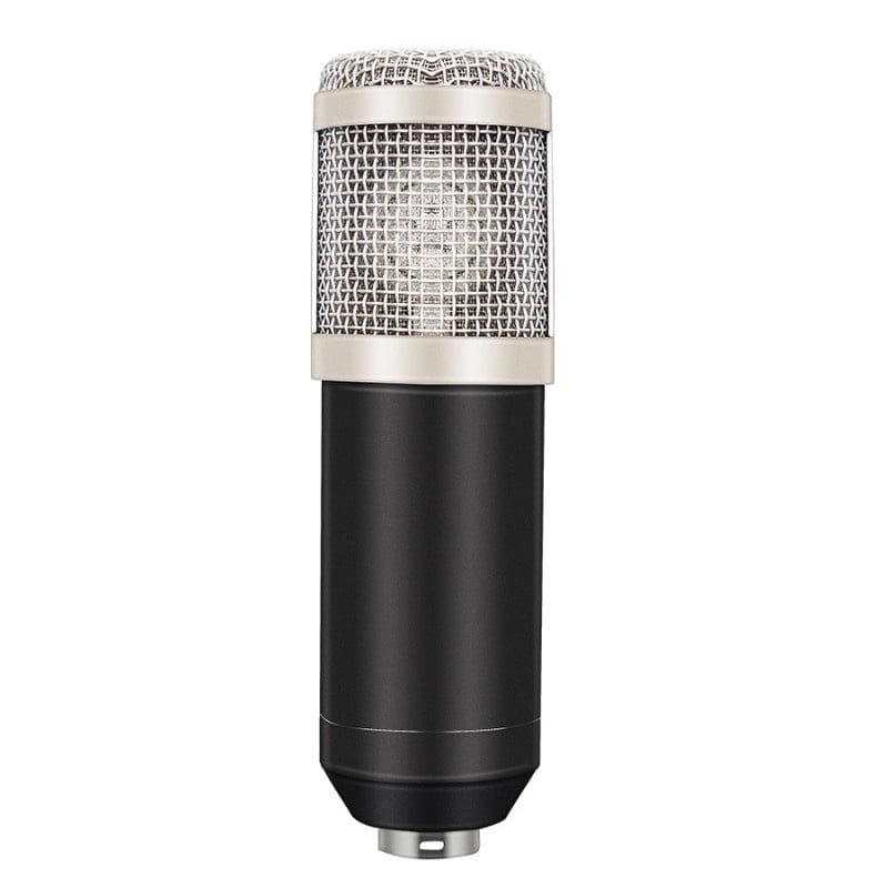 Microfon Profesional de Studio Condenser BM800 cu Stand Inclus pentru Inregistrare Vocala, Streaming, Gaming, Karaoke, Silver - 1 | YEO