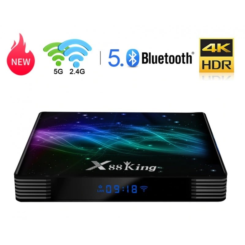 MINI PC TV BOX TECHSTAR® X88 KING, 4K la 60FPS cu HDR Activ, WIFI 5G DUAL BAND, 4GB RAM + 128GB ROM, GIGABITETHERNET 1000MB/S - 1 | YEO