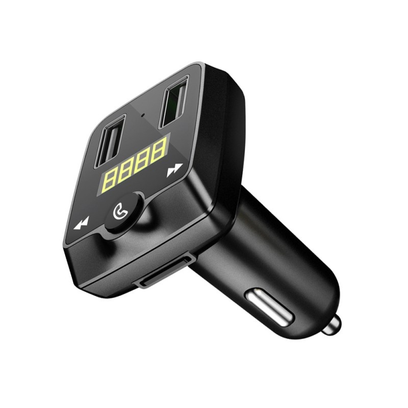 Modulator FM Techstar® T22, Wireless, Bluetooth 4.2, Microfon Integrat, Quick Charge, Afisare Voltaj, Slot MicroSD