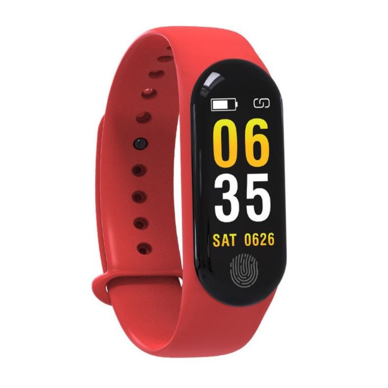 Resigilat Bratara Smart Fitness Techstar® M3 Plus, Unisex, Monitorizarea Sangelui si Ritmului Cardiac, Pentru Android si iOS, Rosu - 1 | YEO