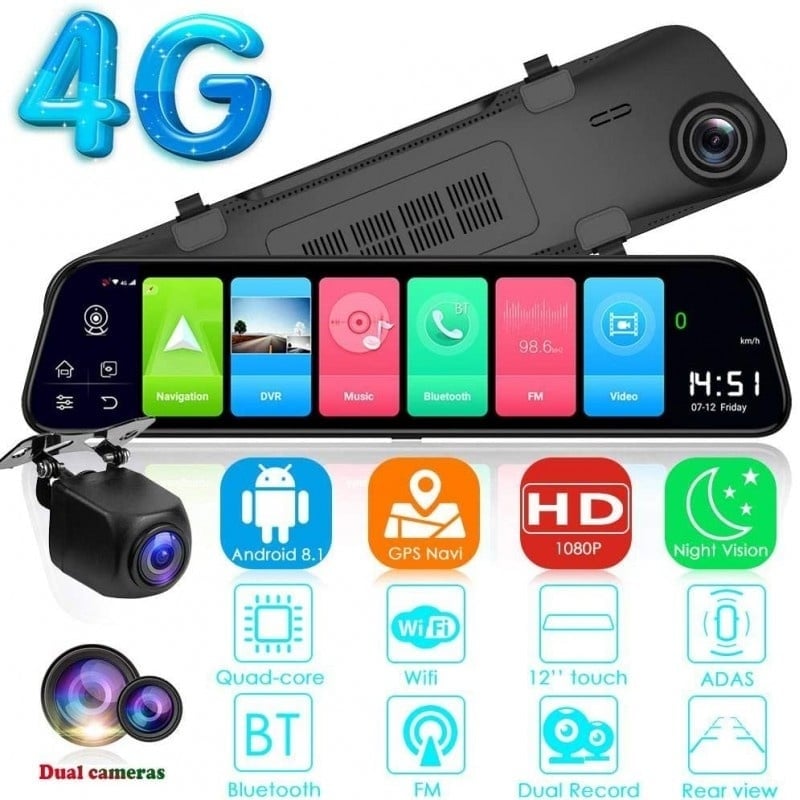 Resigilat Camera Auto Dubla Tip Oglinda T41S , Android 8.1, 4G si WiFi, 12