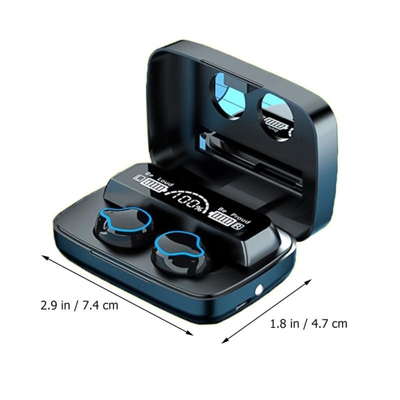 Resigilat Casti Smart Techstar® M9, Wireless, Bluetooth V5.1, Touch, Display Digital, 2000mAh, pentru iPhone Xiaomi Huawei, Negru - 2 | YEO