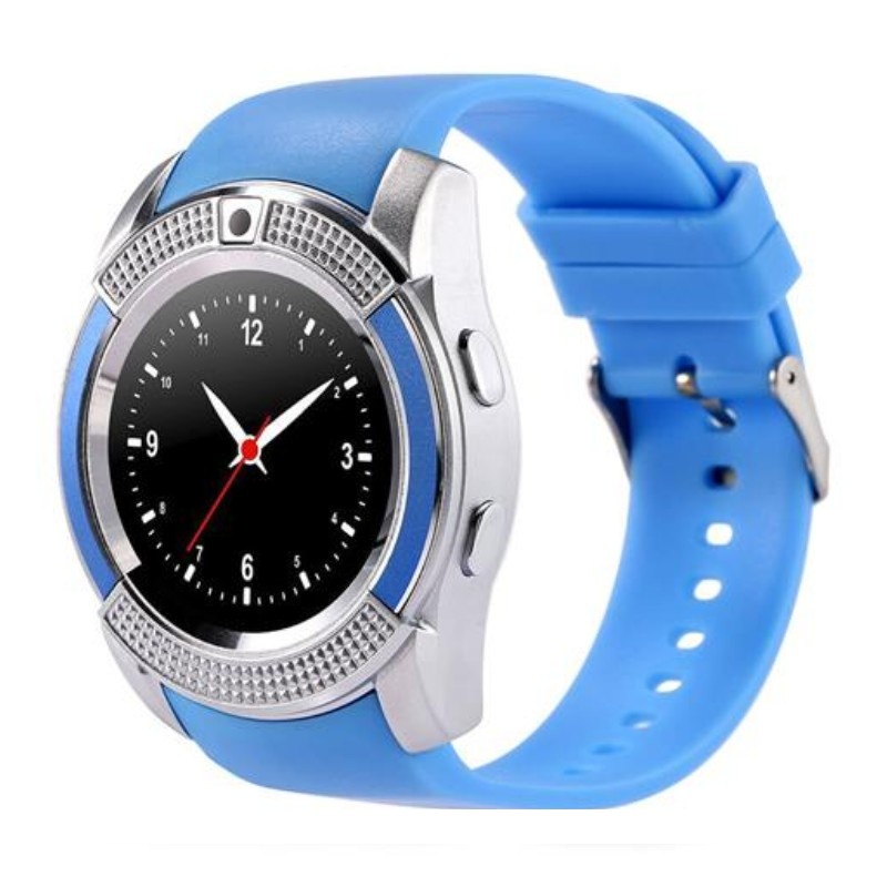 Resigilat Ceas Smartwatch V8 Albastru HandsFree Bluetooth 3.0 Micro SIM Android Camera 1.3MP