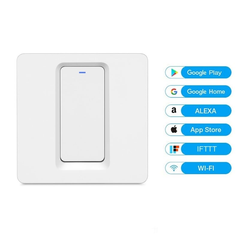 Resigilat Intrerupator Smart Techstar®, Wireless 2.4GHz, Button cu Revenire, Design Classic, Iluminare LED, 1 Faza, cu NUL, Alb - 1 | YEO