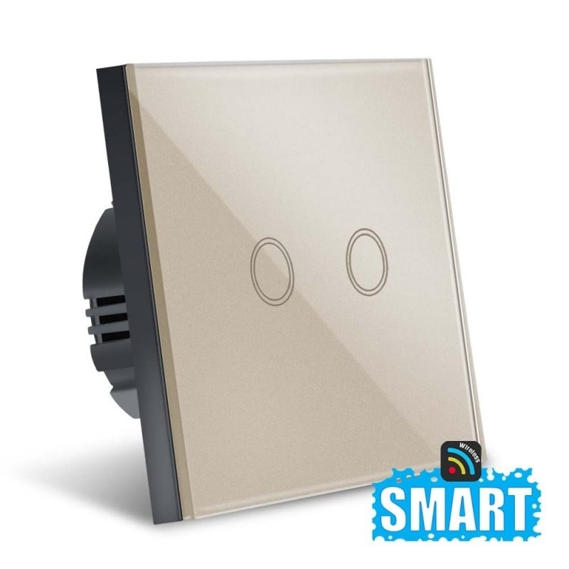 Resigilat Intrerupator Smart Touch Techstar®, Wireless 2.4GHz, Sticla Securizata, Design Modern, Iluminare LED, 2 Faze, Gold - 3 | YEO