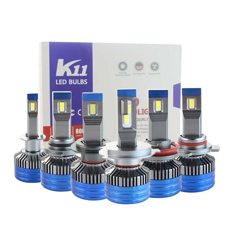 Set 2 LED-uri Auto Techstar® K11, H4, 55w, 8000 Lumeni, 6500K, AUTO, 12-24 Volti, CSP, Canbus, Miez Cupru, Radiator Aluminiu - 2 | YEO