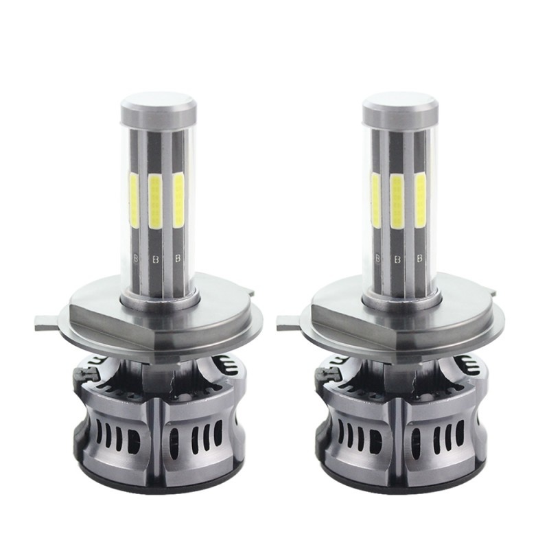 Set 2 LED-uri Auto Techstar® N8, H4, 50w, 5500 Lumeni, 3000K-8000K, AUTO, 12-24 Volti, COB, Canbus, Radiator Aluminiu, 3 Nuante