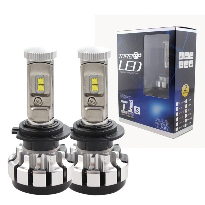 Set 2 LED-uri Auto Techstar® T1S, H7, 35w, 8000 Lumeni, 6000K, AUTO, 12-24 Volti, CREE, Canbus, Radiator Aluminiu