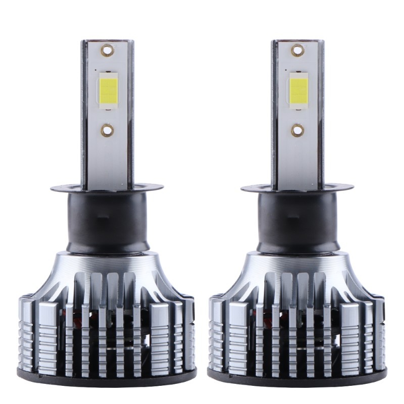 Set 2 LED-Uri Auto Techstar® V8, H3, 120W, 12-24V, 15000 Lumeni, 6000K, Unghi Fascicul 360°, CSP 3570, Canbus, Radiator Aluminiu, Racire Cooling Tech, Argintiu